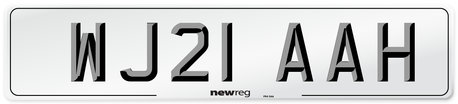 WJ21 AAH Number Plate from New Reg